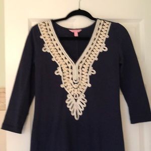Lily Pulitzer S navy dress with gold collar